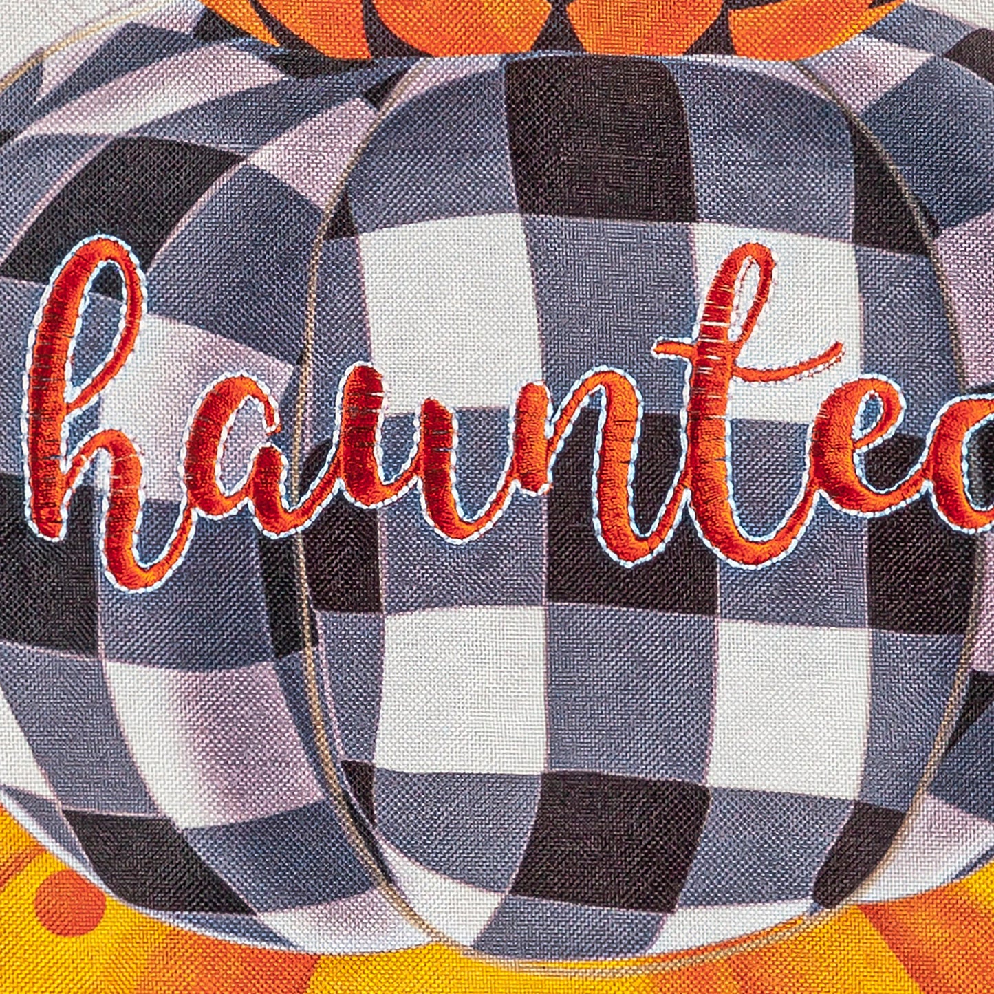 Haunted Stacked Pumpkins Garden Linen Flag