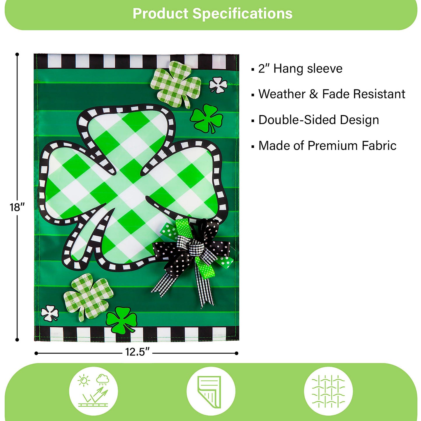 Check Clover Garden Applique Flag