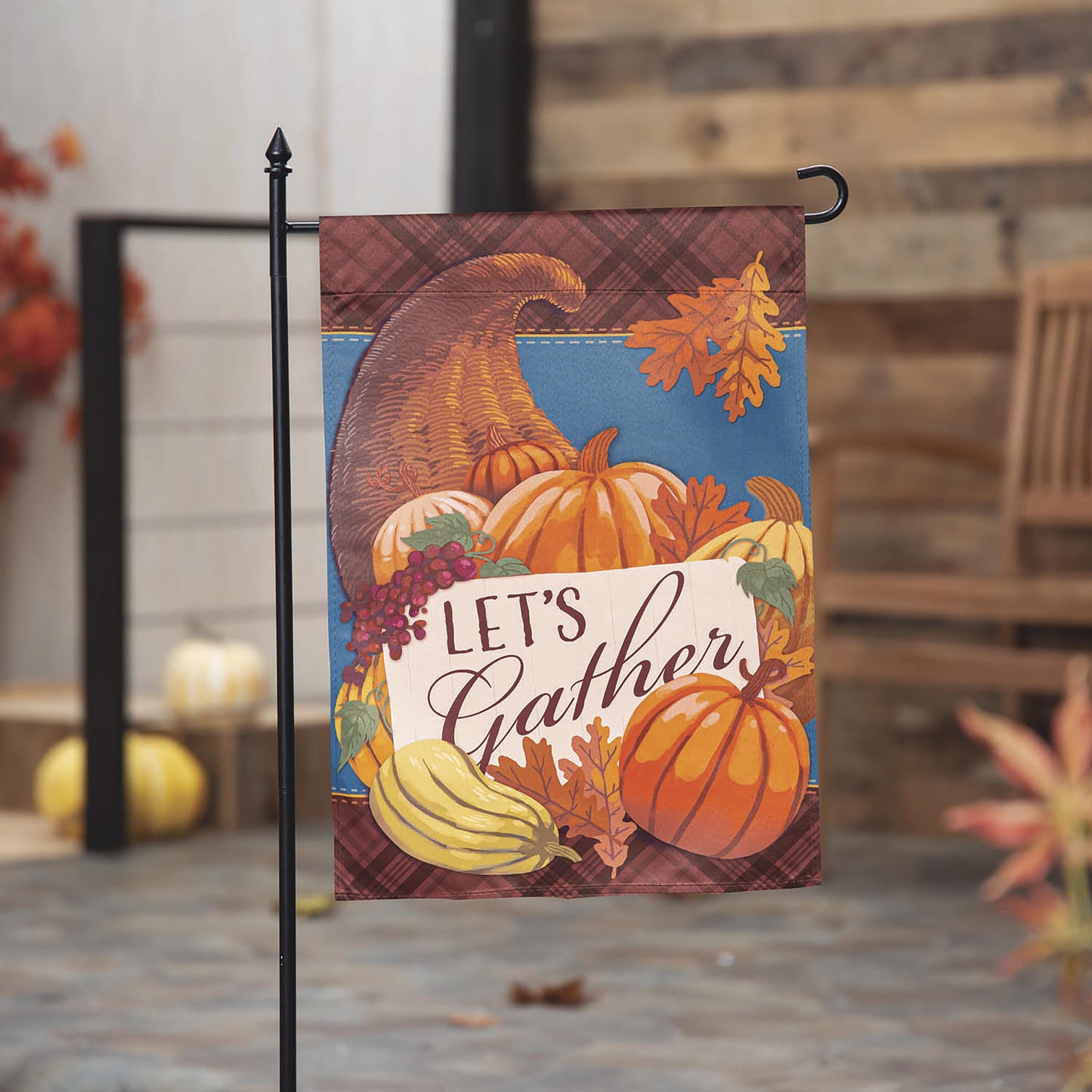 Gather Cornucopia Suede Garden Flag