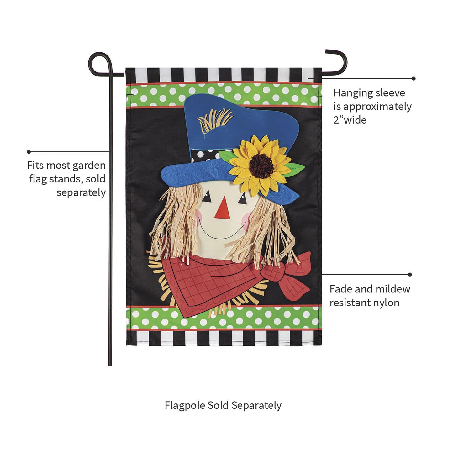 Scarecrow Friend Applique Garden Flag
