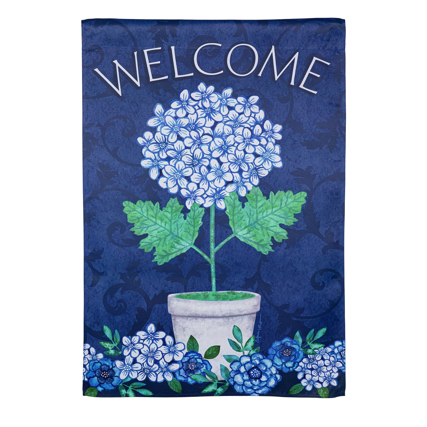 Potted Floral Suede House Flag