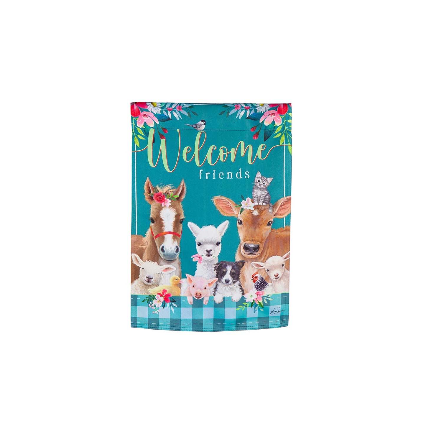 Sweet Farm Friends Garden Suede Flag