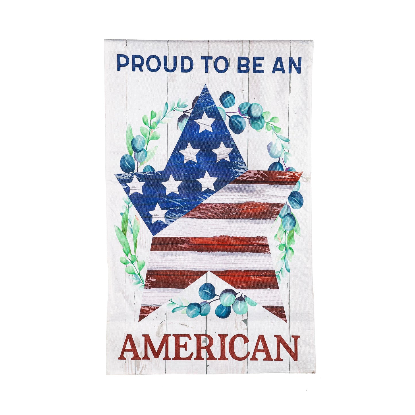 Proud to be an American House Burlap Flag