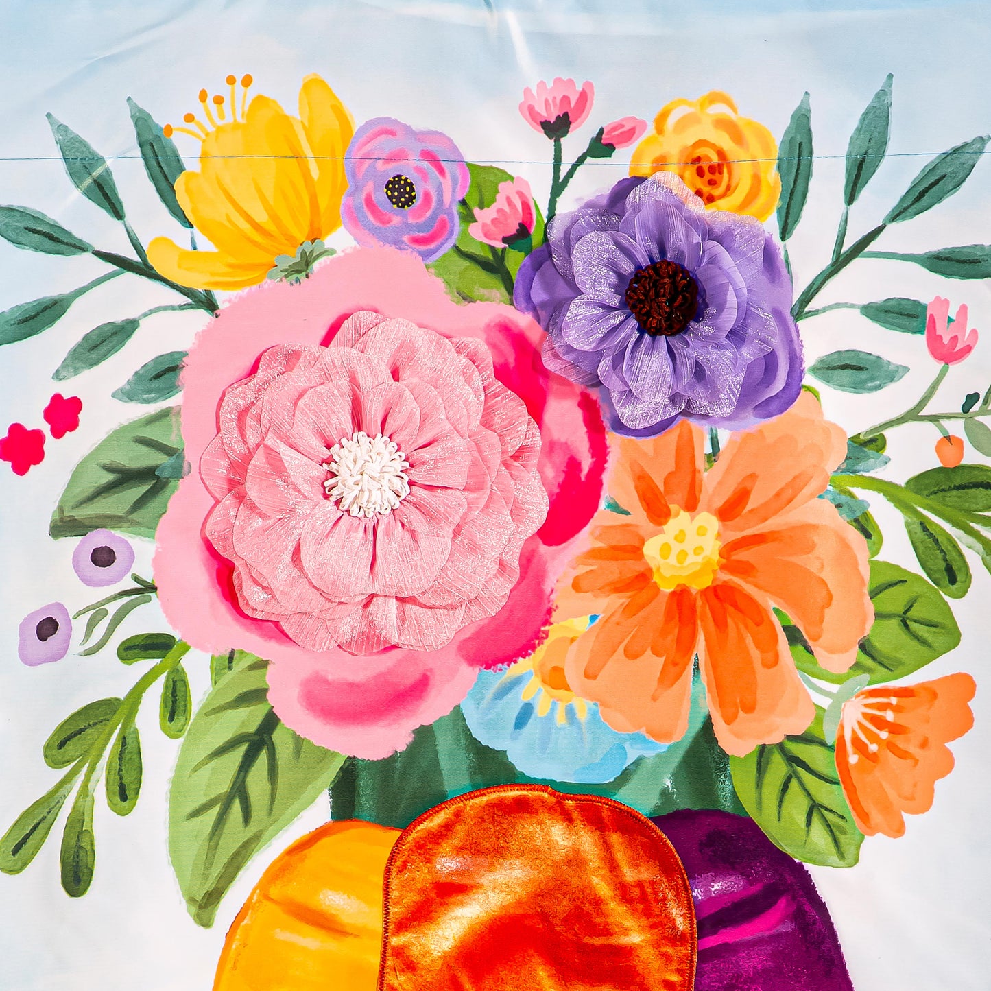 Floral Carrot Bunch Applique House Flag