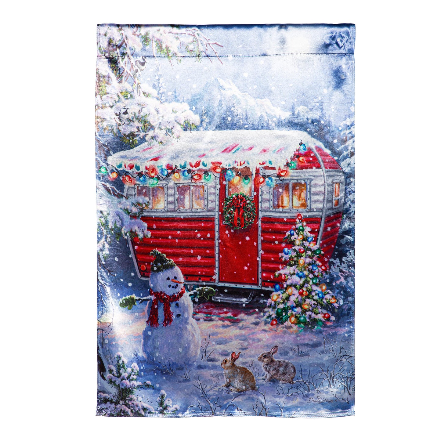 Christmas Camper Lustre House Flag
