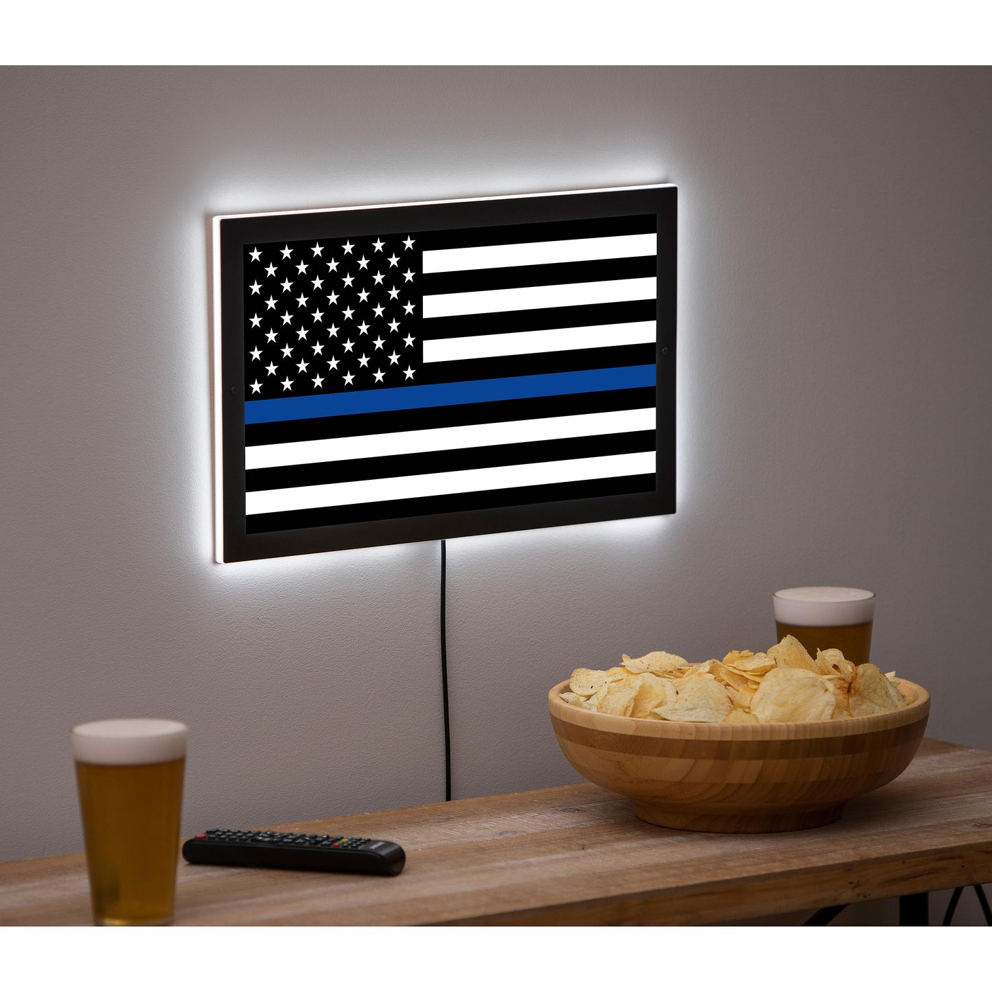 LED Wall Decor, Edgelite, Rectangle, First Responder Flag, Police