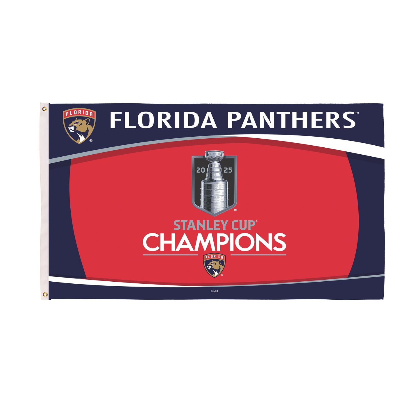 Florida Panthers, Stanley Cup 2025 Champions Single Sided Flag w/ 2 Grommets, 3'x5' Estate Size