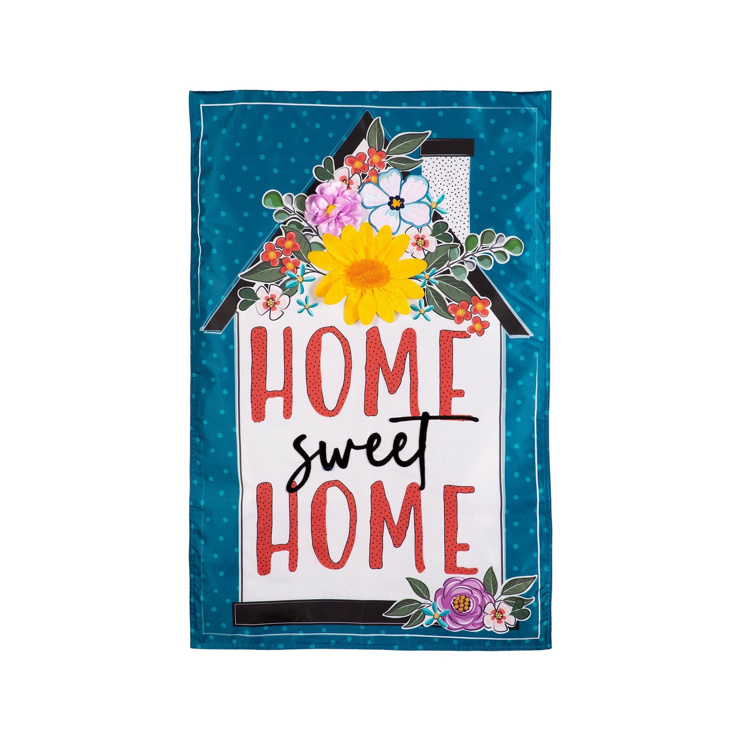 Floral Home Sweet Home Applique House Flag