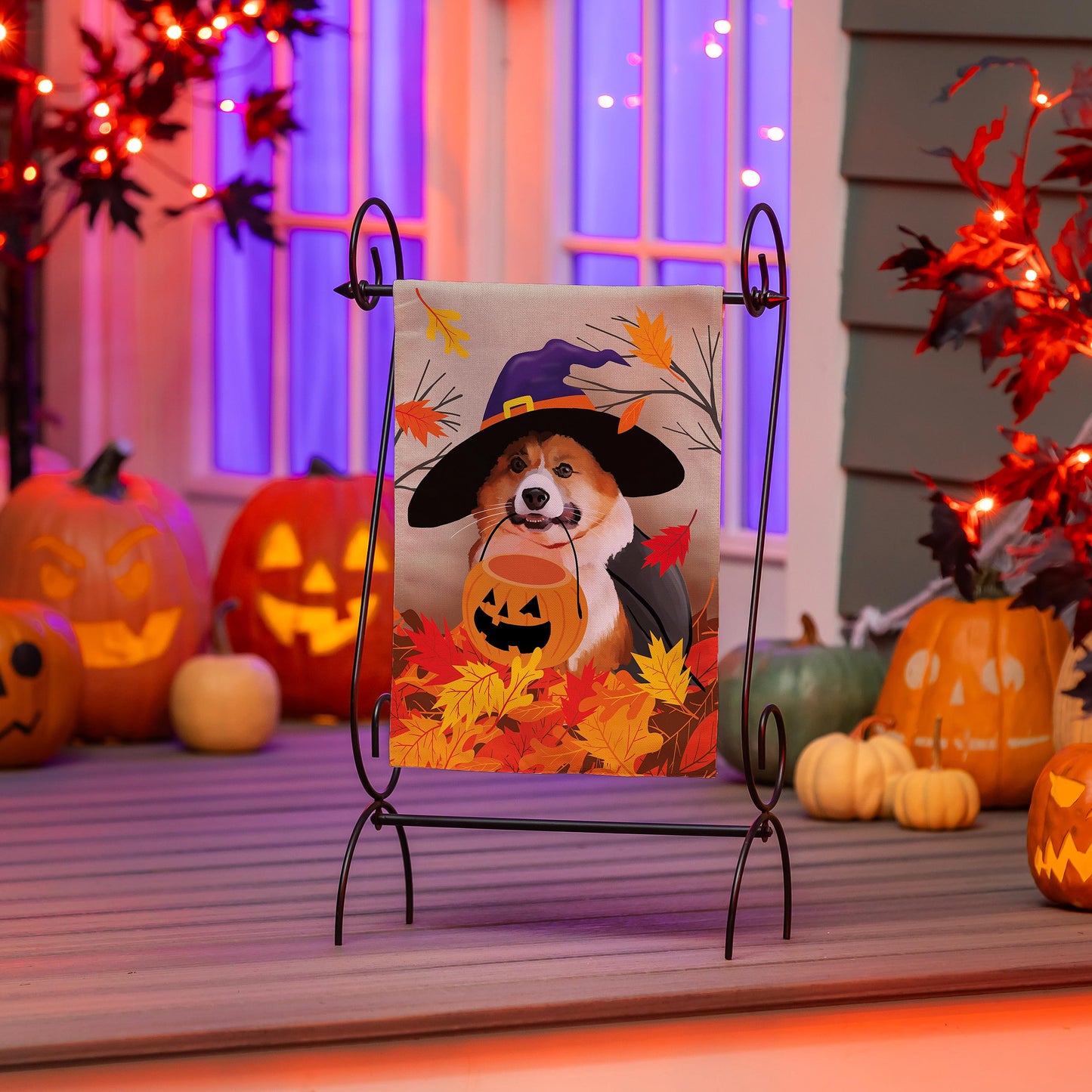 Corgi Fall Suede Garden Flag