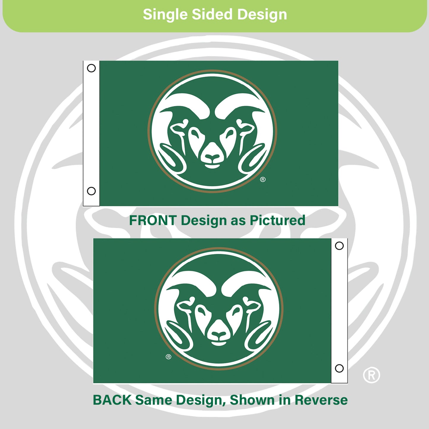 Colorado State Single Sided Flag w/ 2 Grommets, 3'x5'