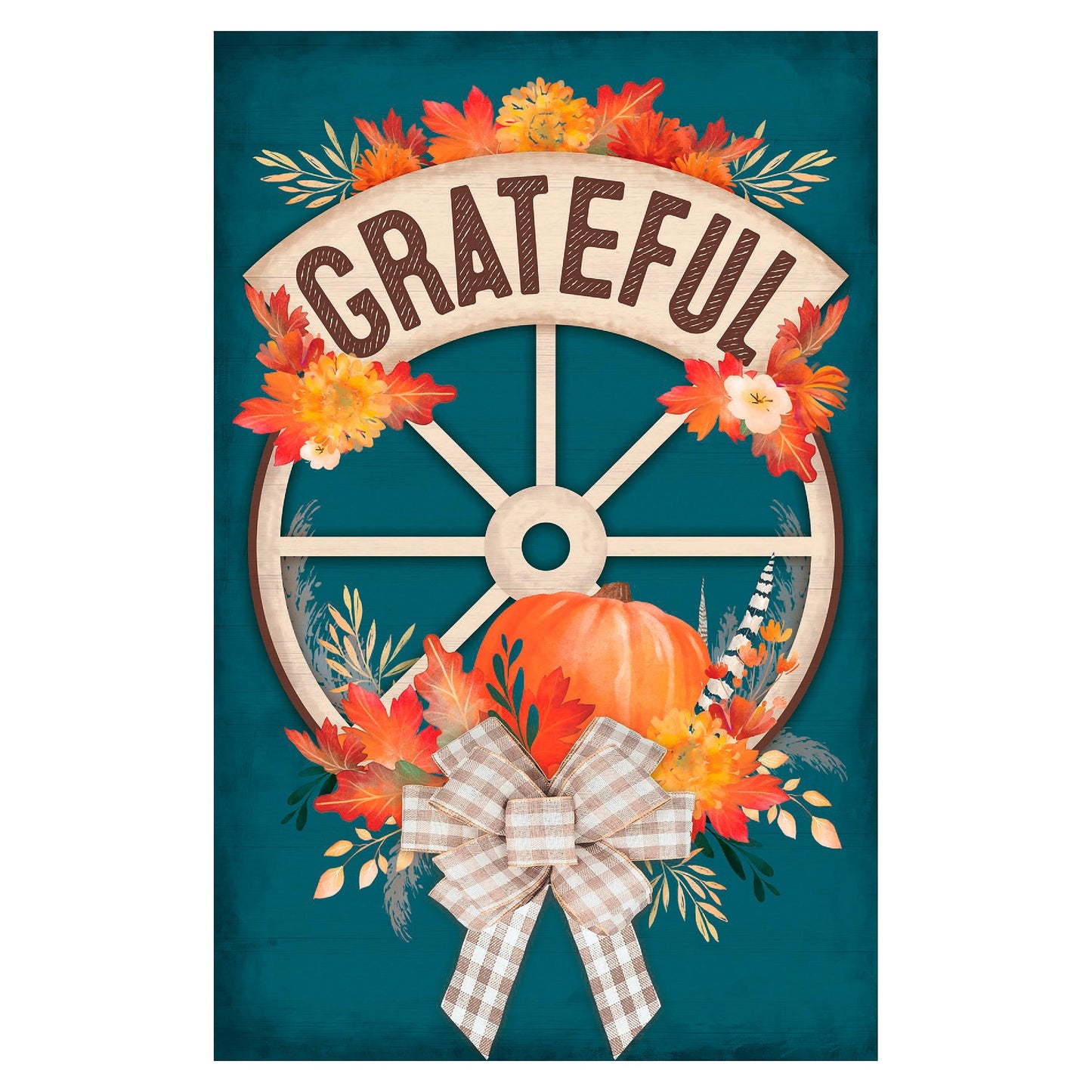 Grateful Fall Wheel Garden Linen Flag