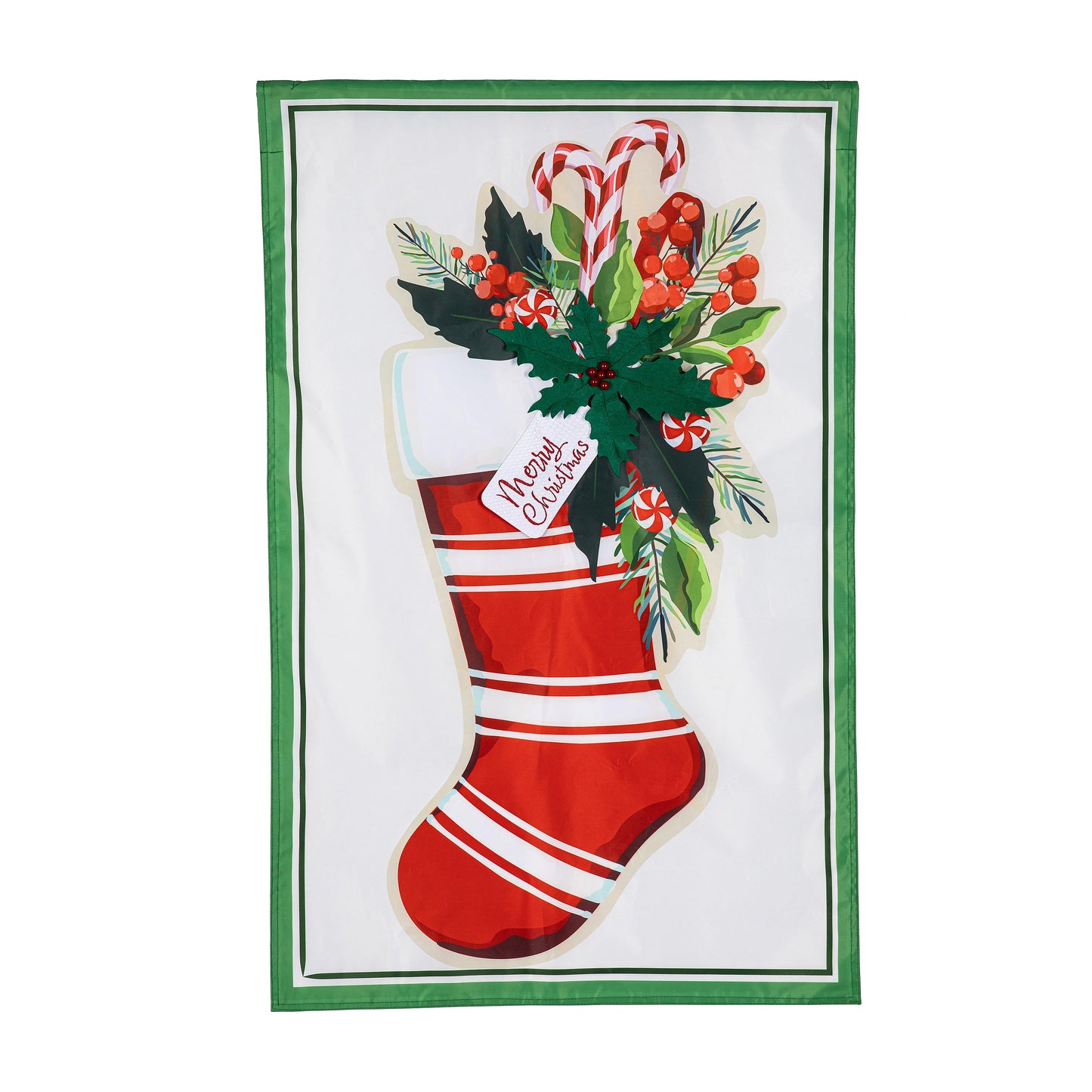 Merry Christmas Stocking Applique House Flag