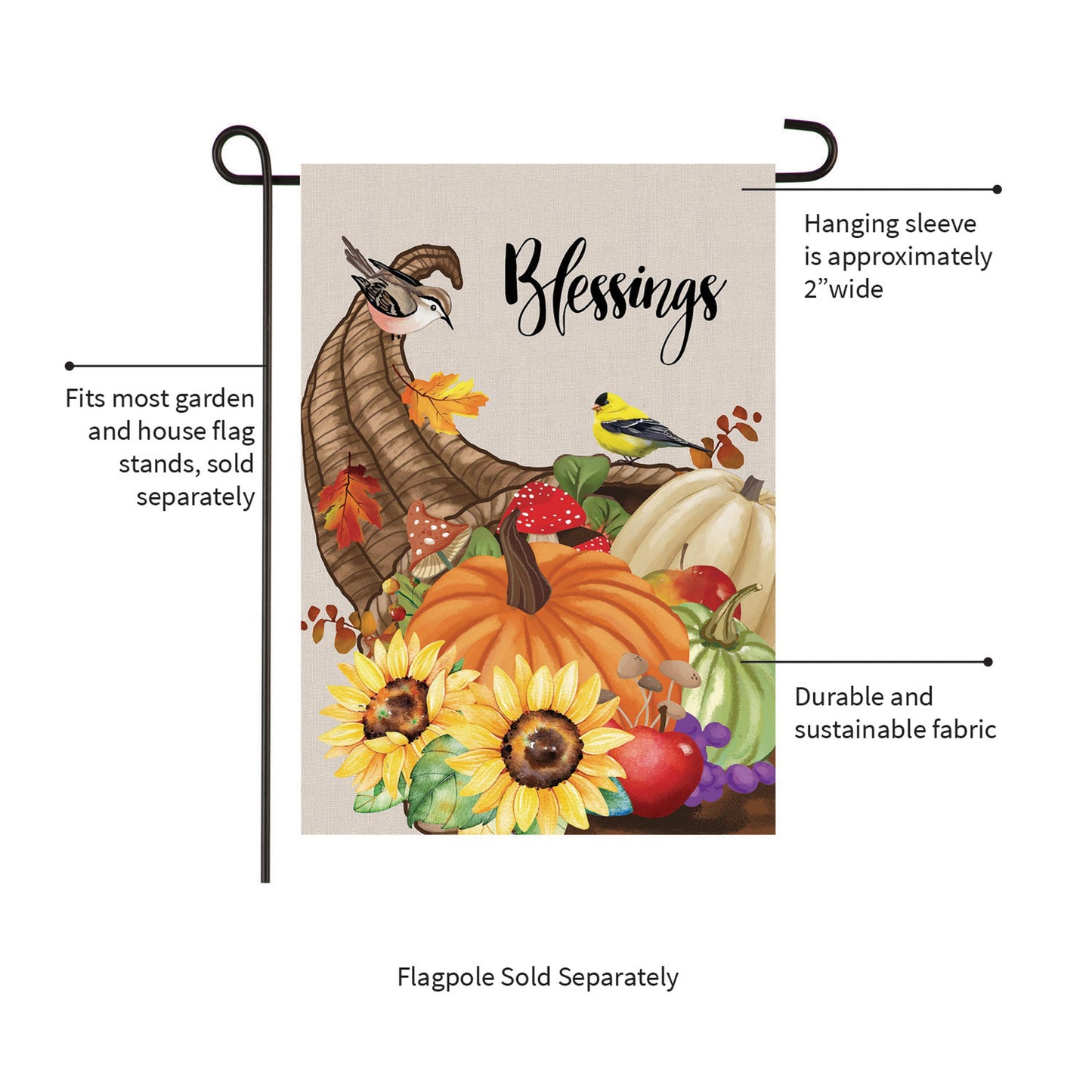 Grateful Cornucopia Suede Garden Flag
