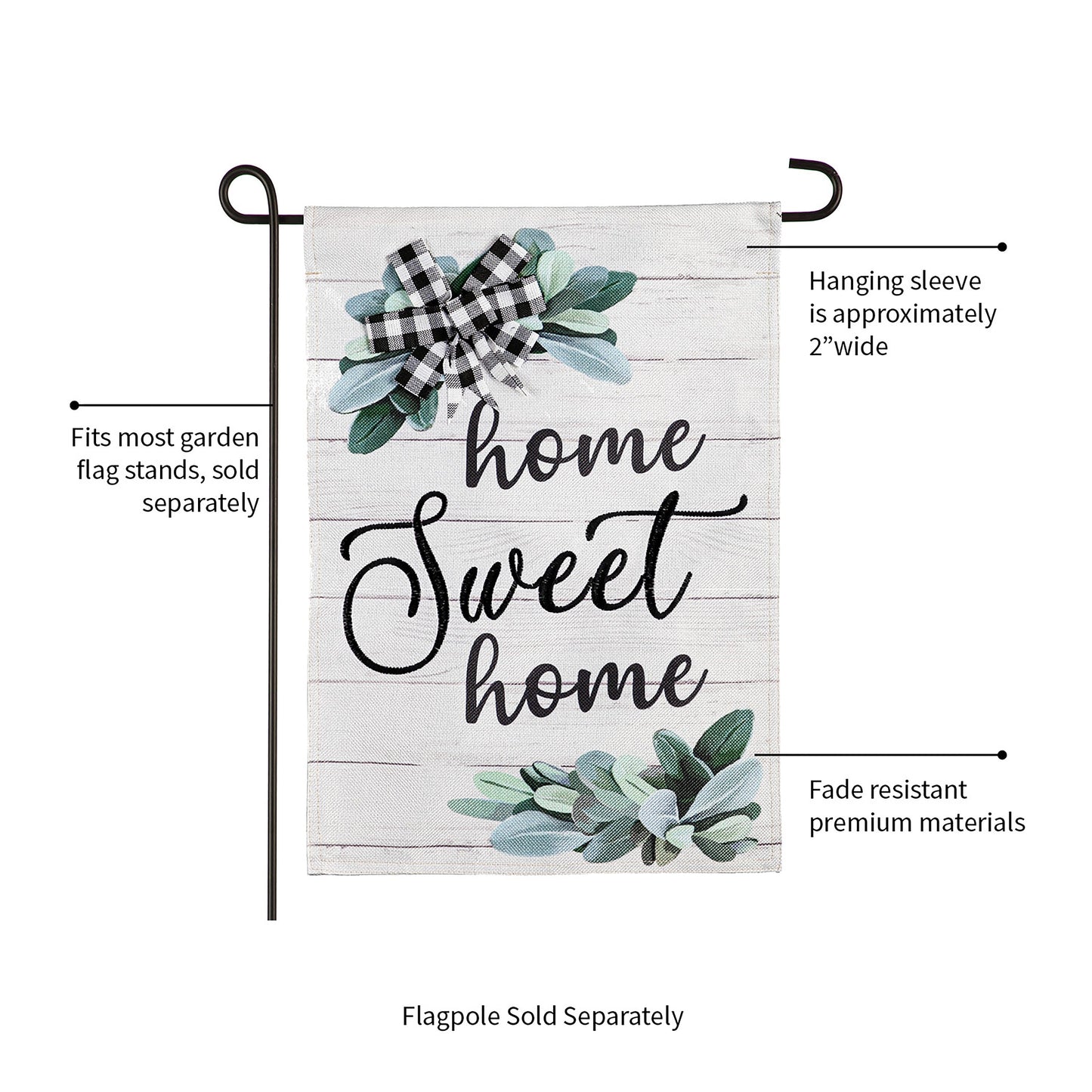 Home Sweet Home Eucalyptus Garden Burlap Flag