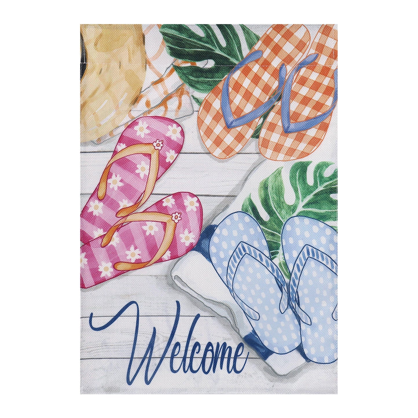Flip Flop House Burlap Flag