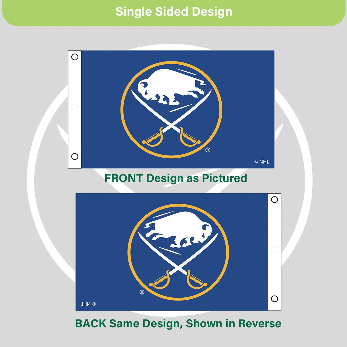 Buffalo Sabres Single Sided Flag w/ 2 Grommets, 3'x5'