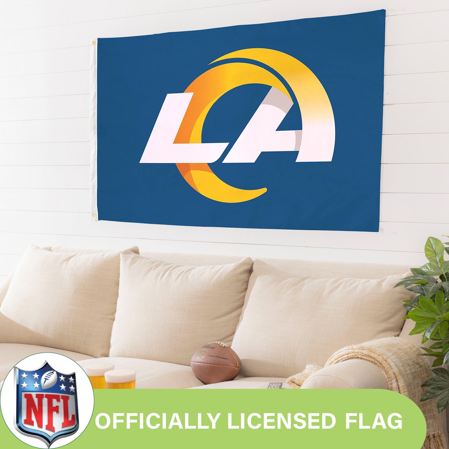 Los Angeles Rams Single Sided Flag with 2 Grommets, 3'x5'