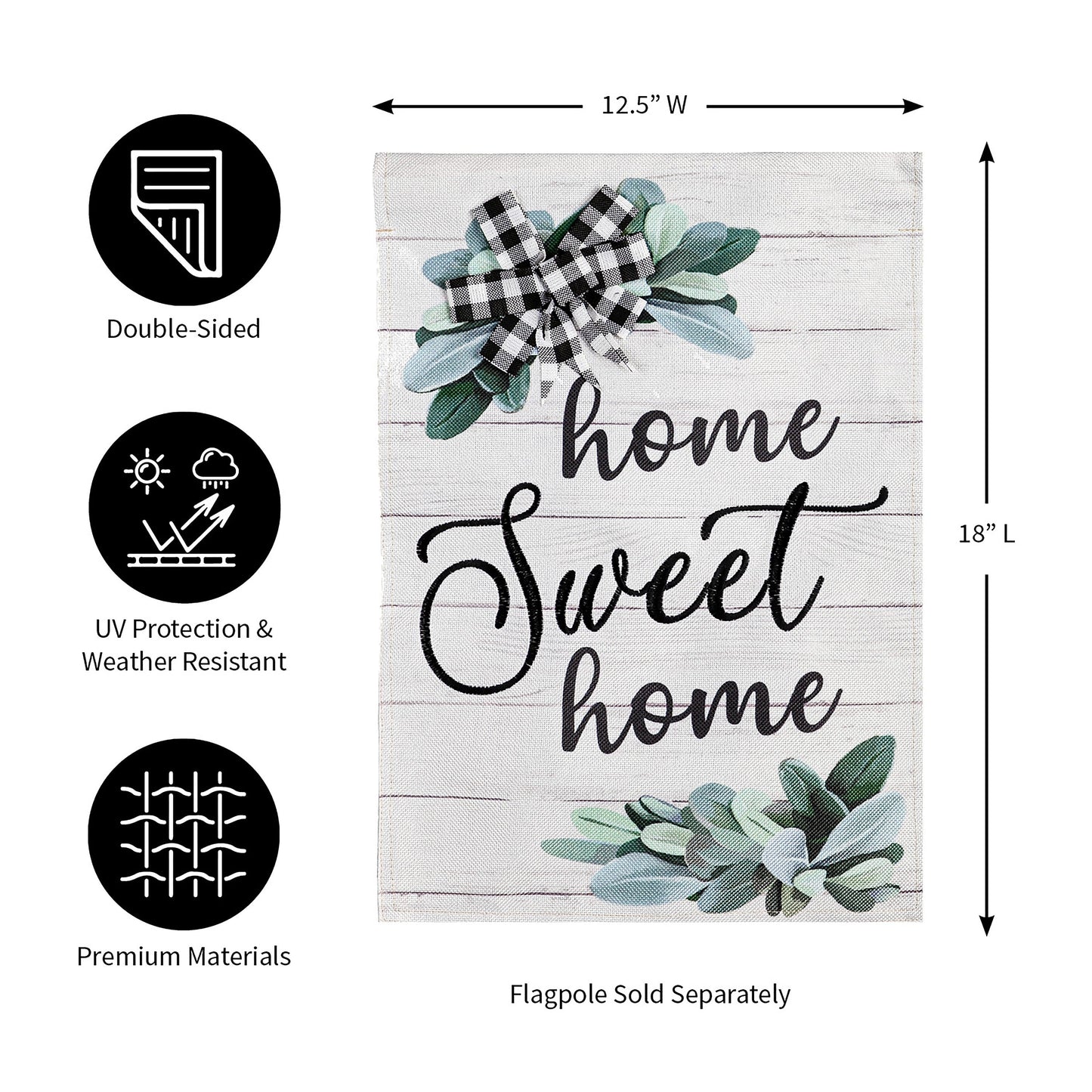 Home Sweet Home Eucalyptus Garden Burlap Flag