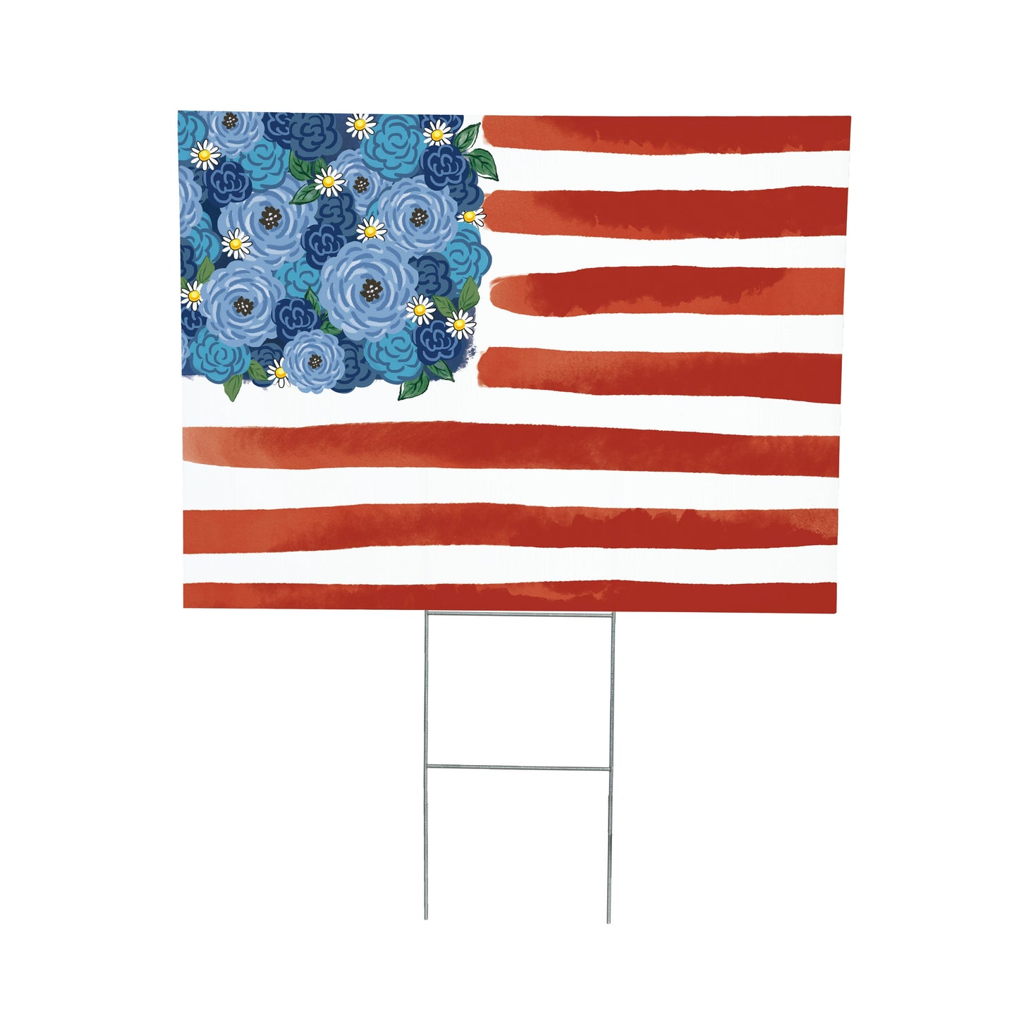American Classic Blooming Americana Yard Sign, Flag, 24"x18"