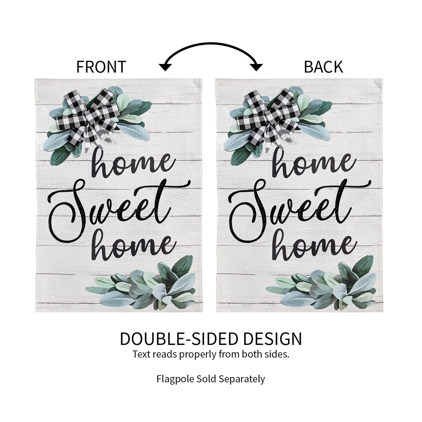 Home Sweet Home Eucalyptus Garden Burlap Flag