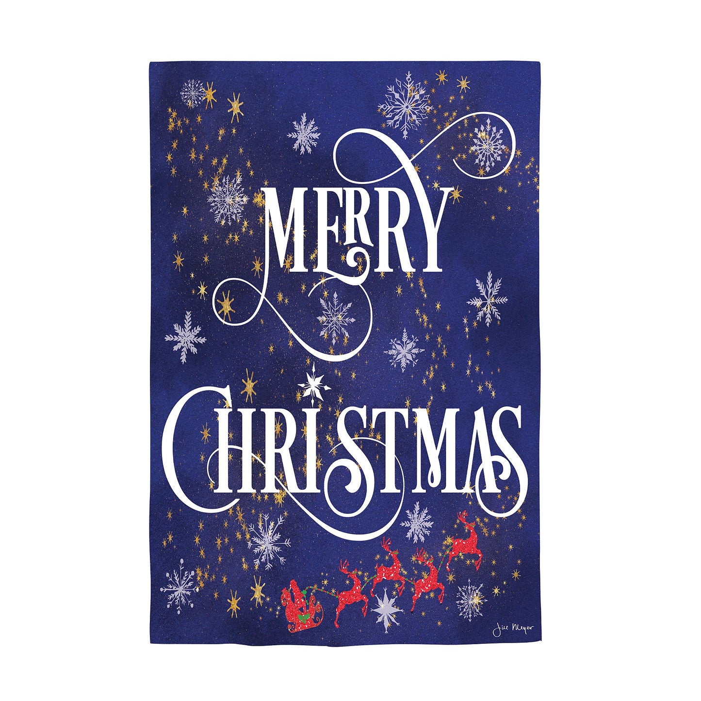 Merry Christmas Snowflake Lustre House Flag