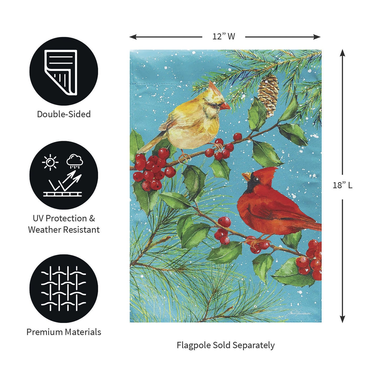 Cardinal Couple Suede Garden Flag