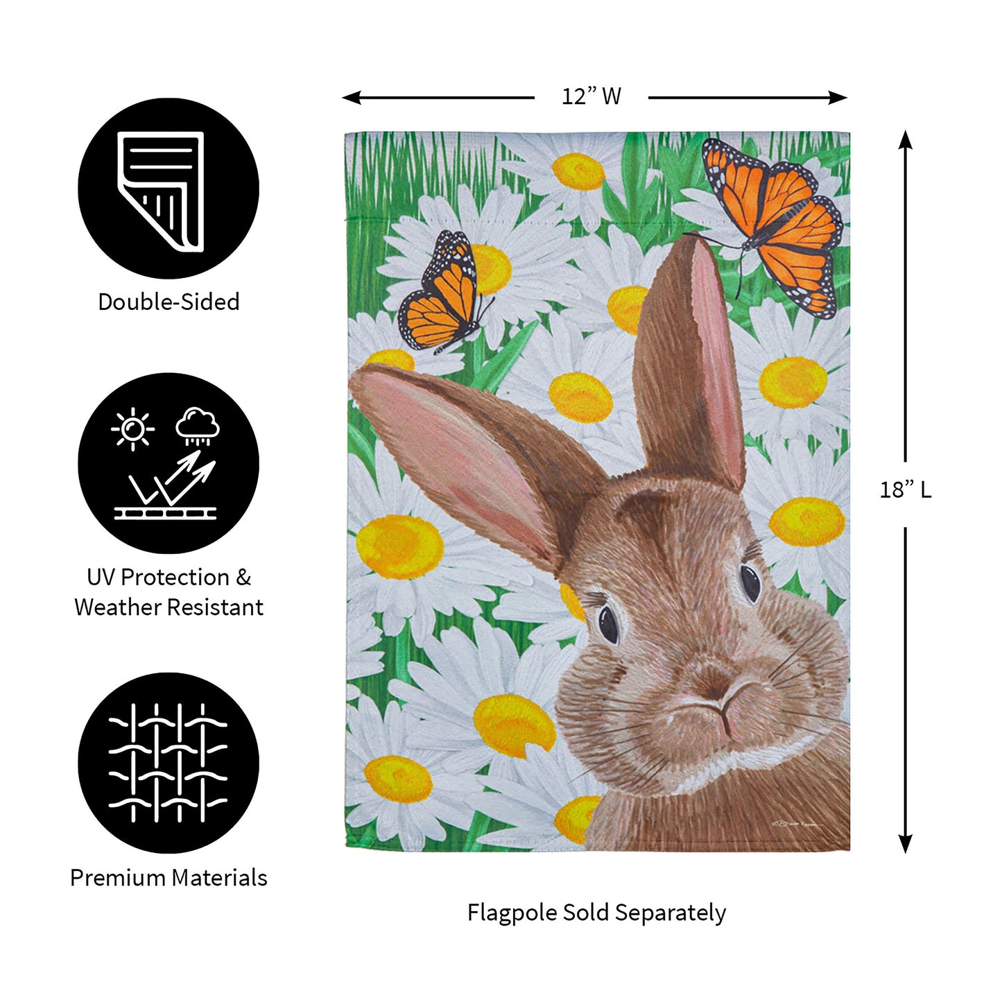 Hello Bunny Suede Garden Flag