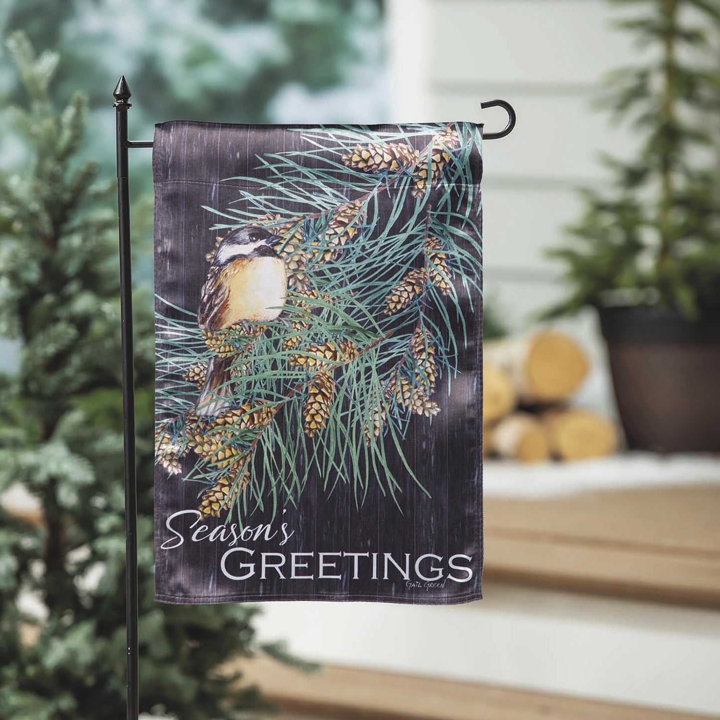 Season's Greeting Bird Lustre Garden Flag