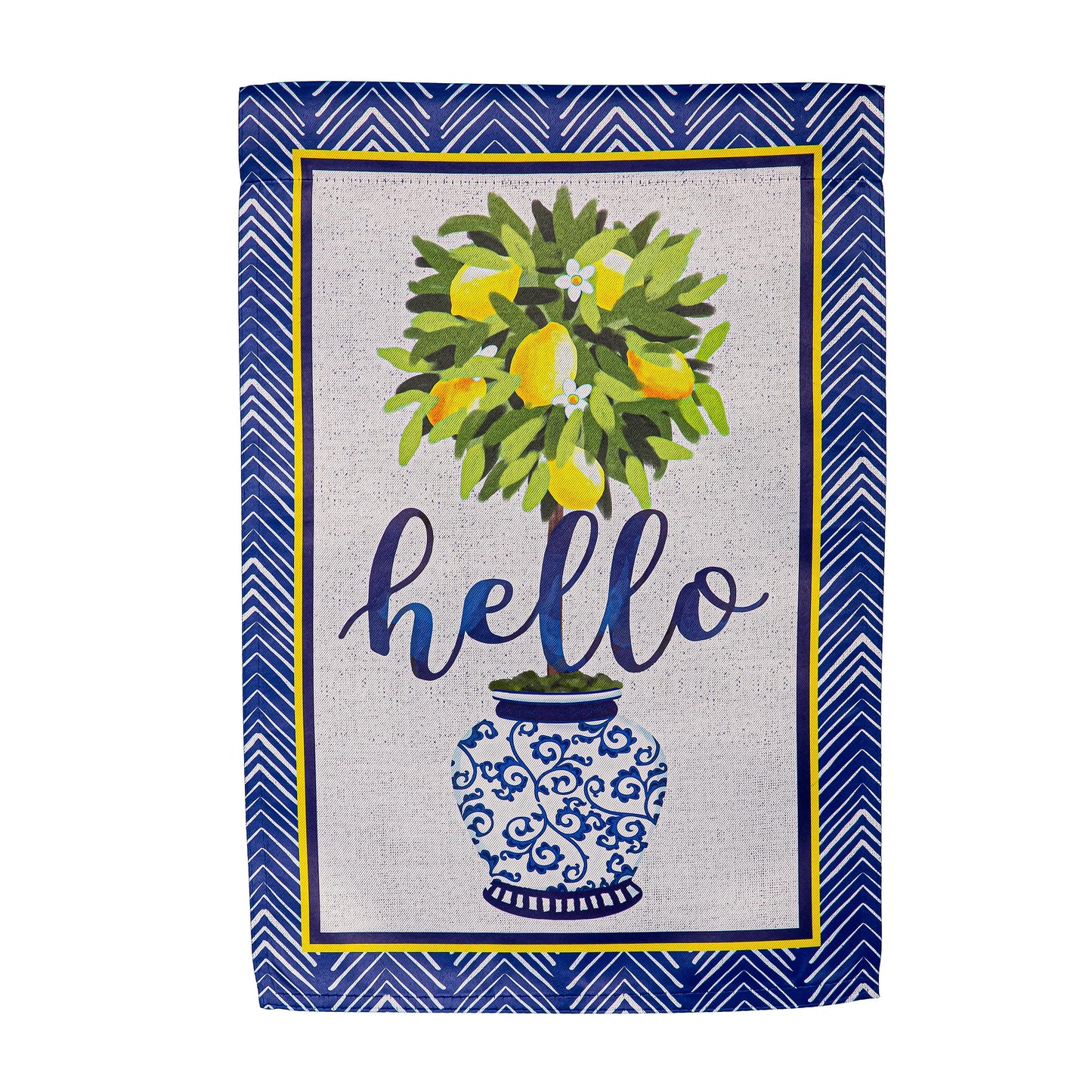 Hello Lemon Tree Burlap Garden Flag