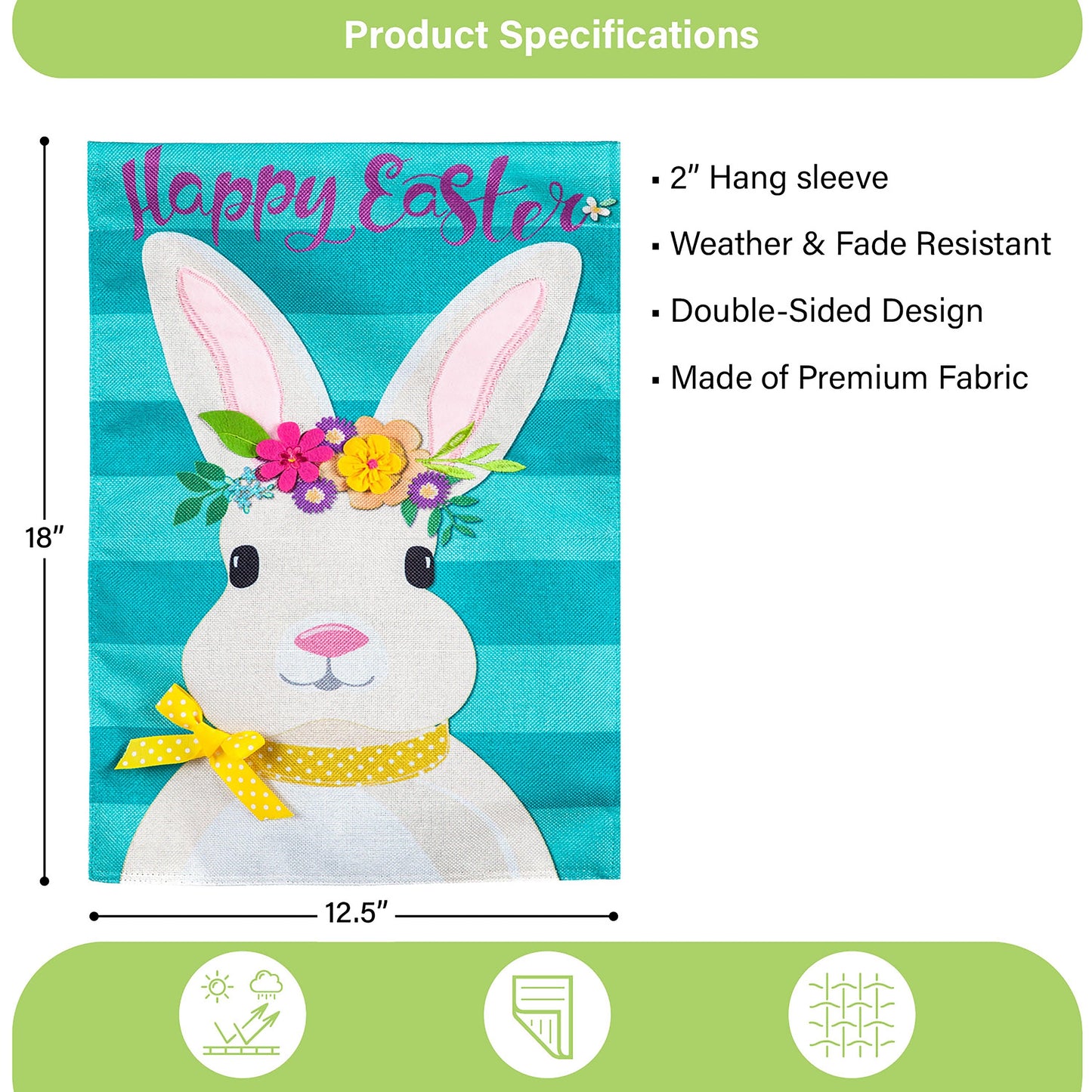 Easter Bunny Garden Burlap Flag