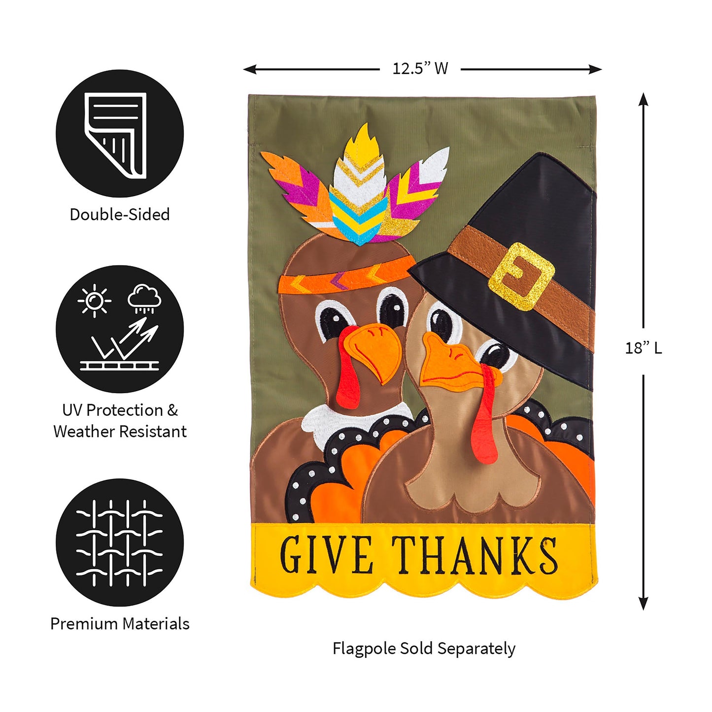 Pilgrim Couple Garden Applique Flag