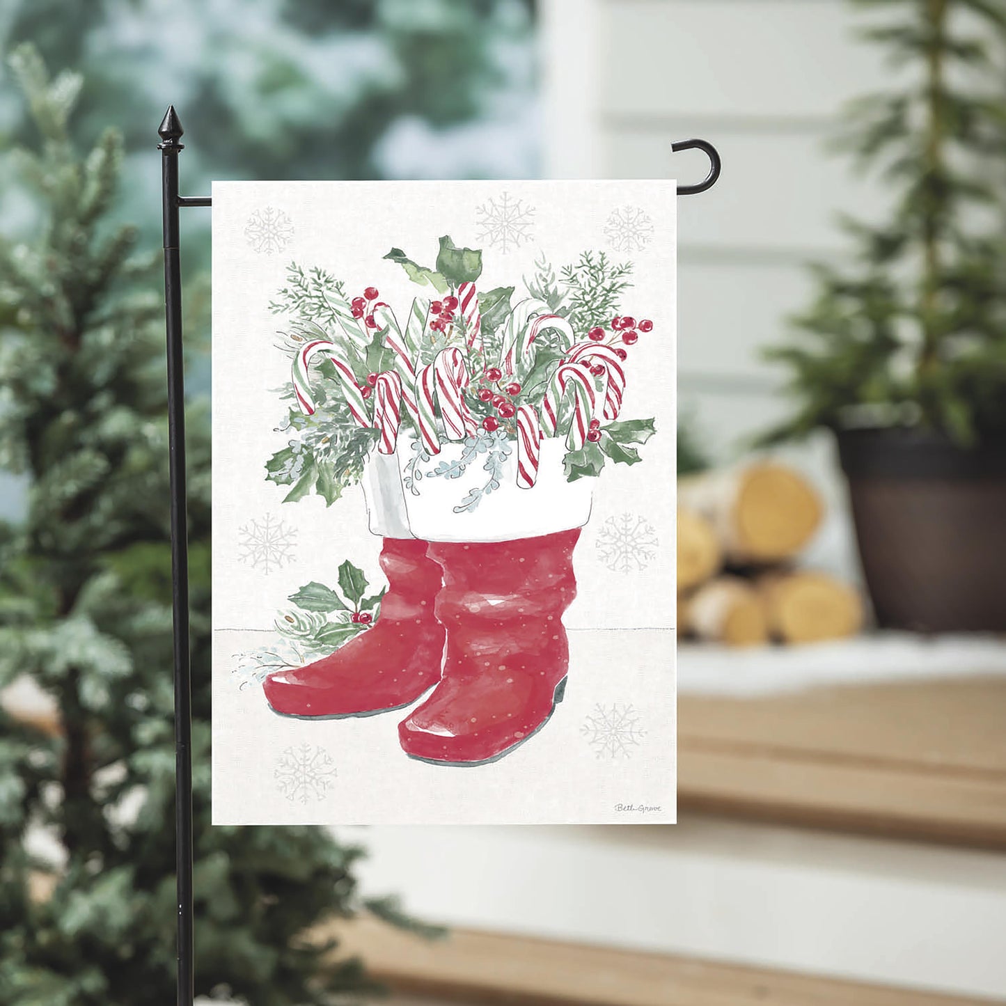 Christmas Charm Reversible Burlap Garden Flag