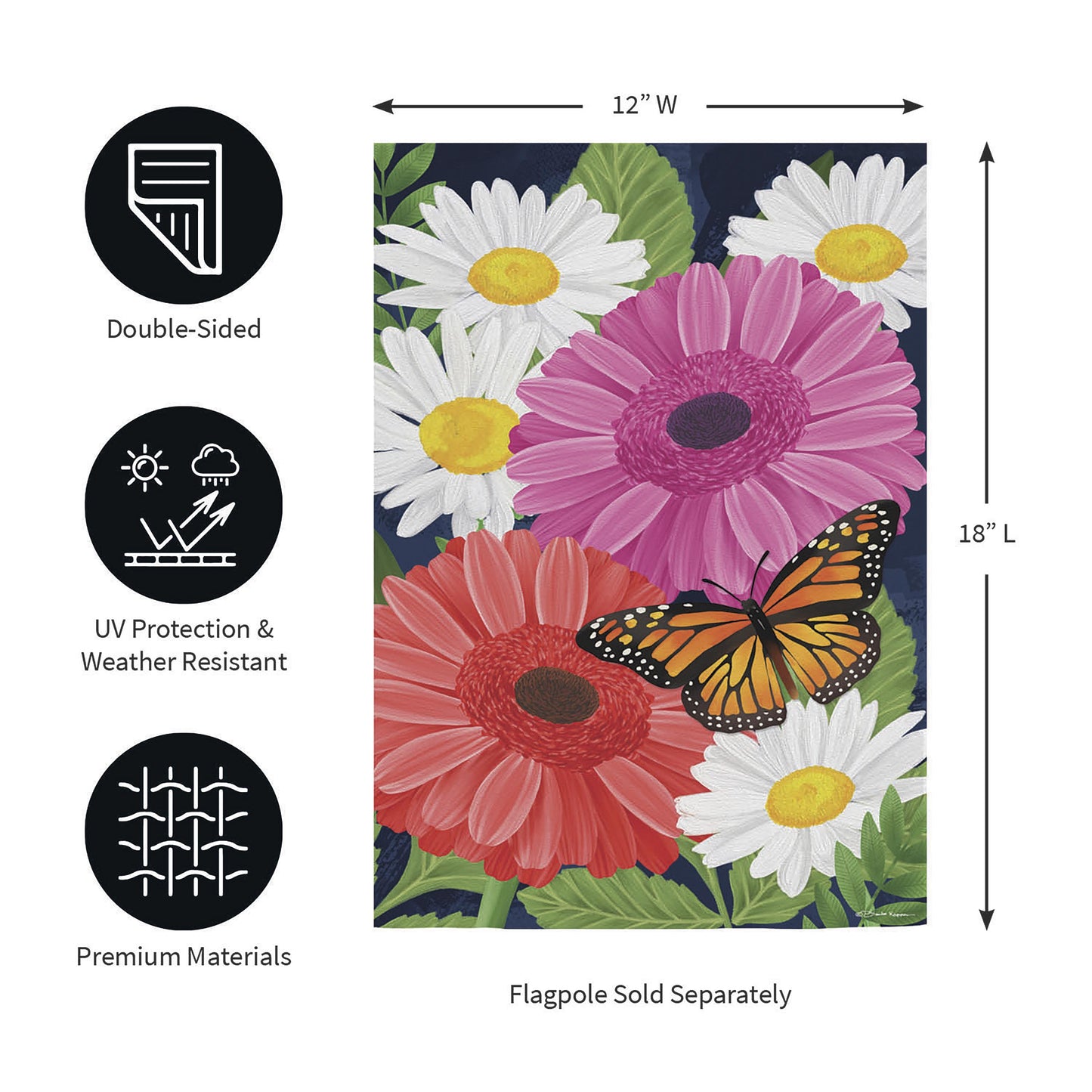 Gerbera Daisy Burlap Garden Flag