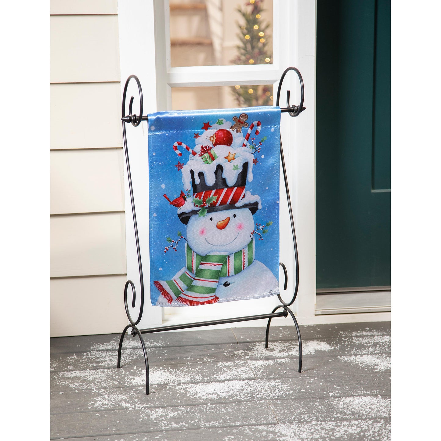 Christmas Snowman Lustre Garden Flag