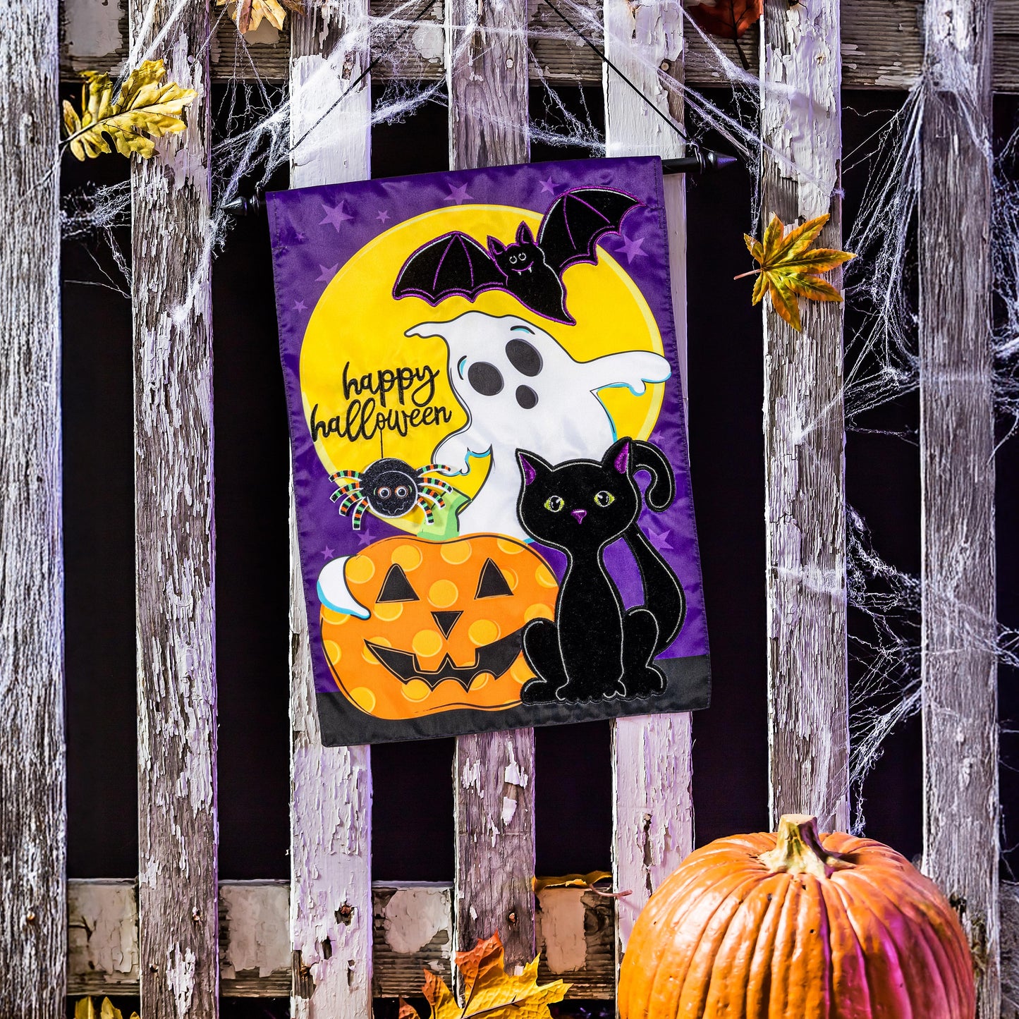 Halloween Friends Applique Garden Flag