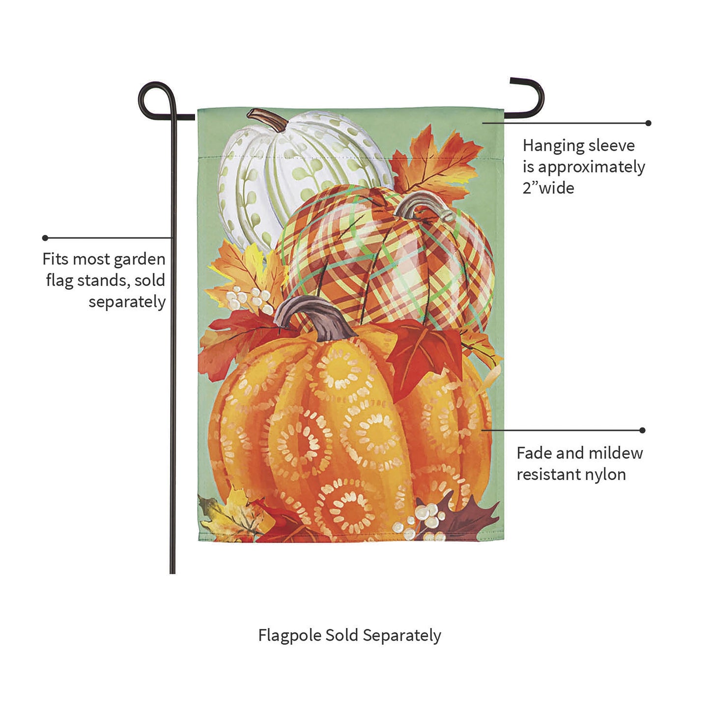 Painted Fall Pumpkins Garden Suede Flag