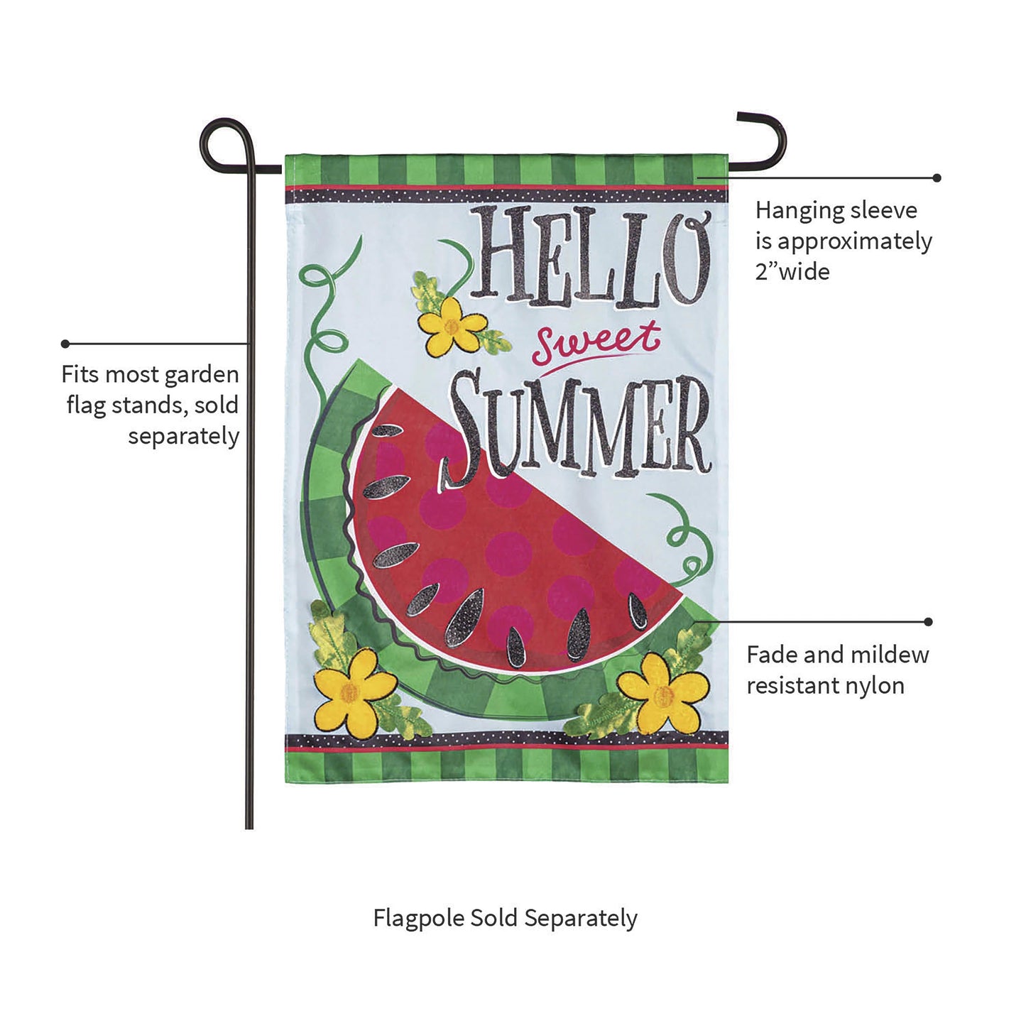 Hello Sweet Summer Applique Garden Flag