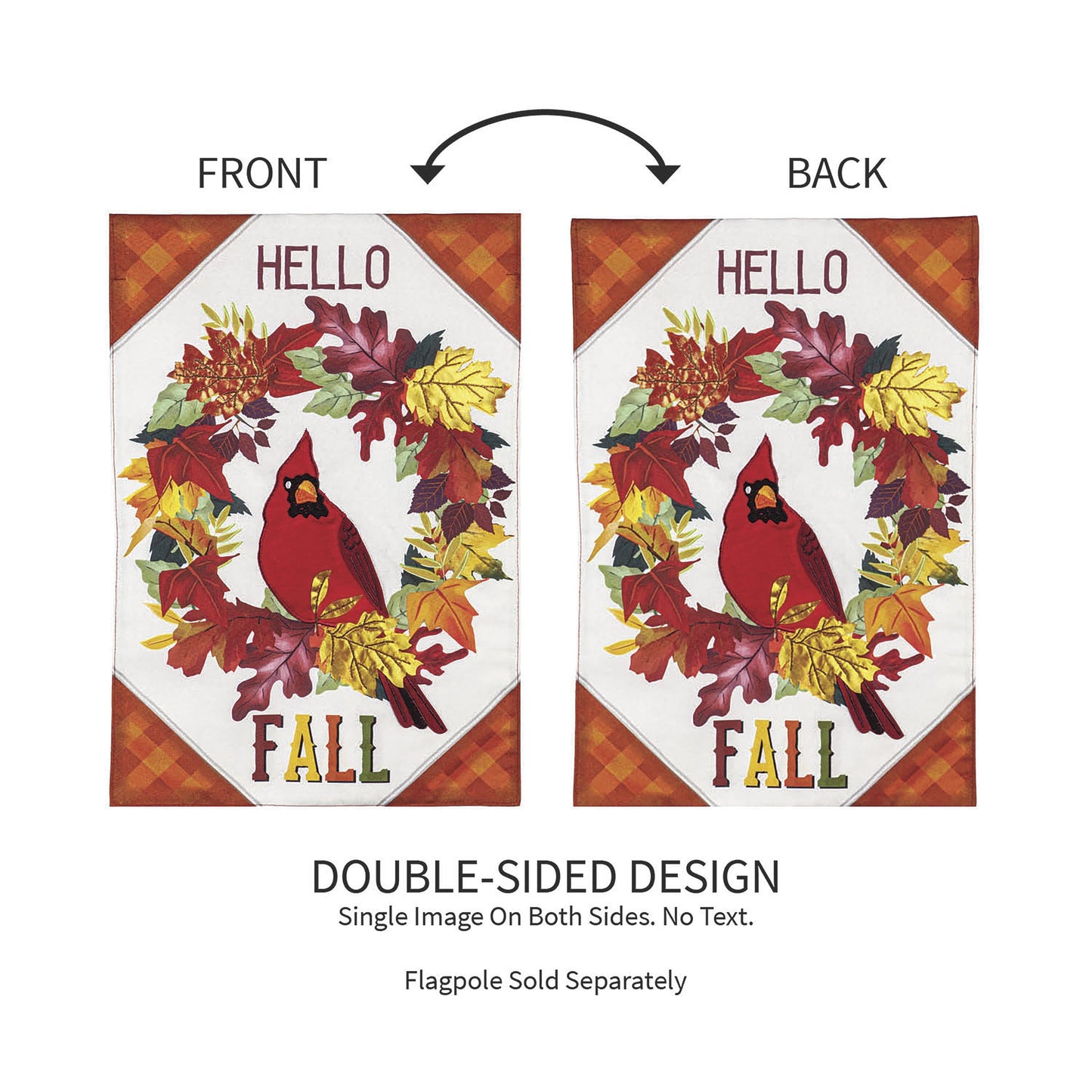 Hello Fall Cardinal Wreath Garden Linen Flag