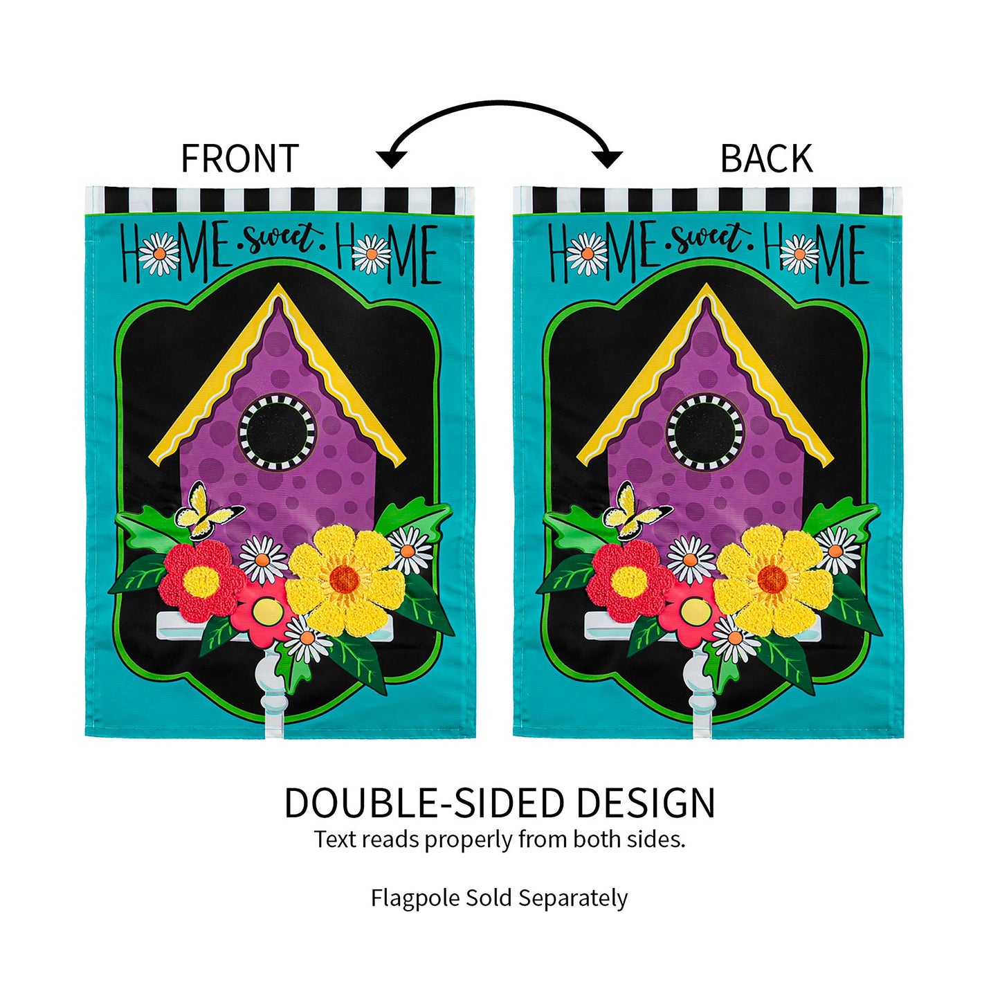 Daisy Birdhouse Garden Applique Flag
