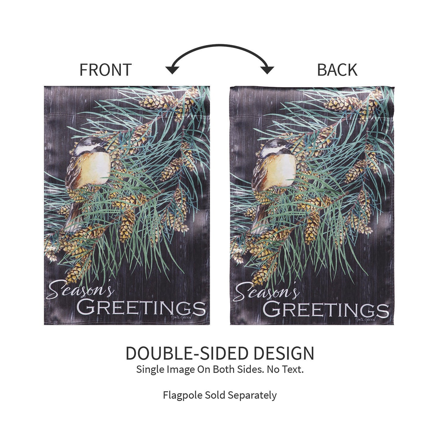 Season's Greeting Bird Lustre Garden Flag