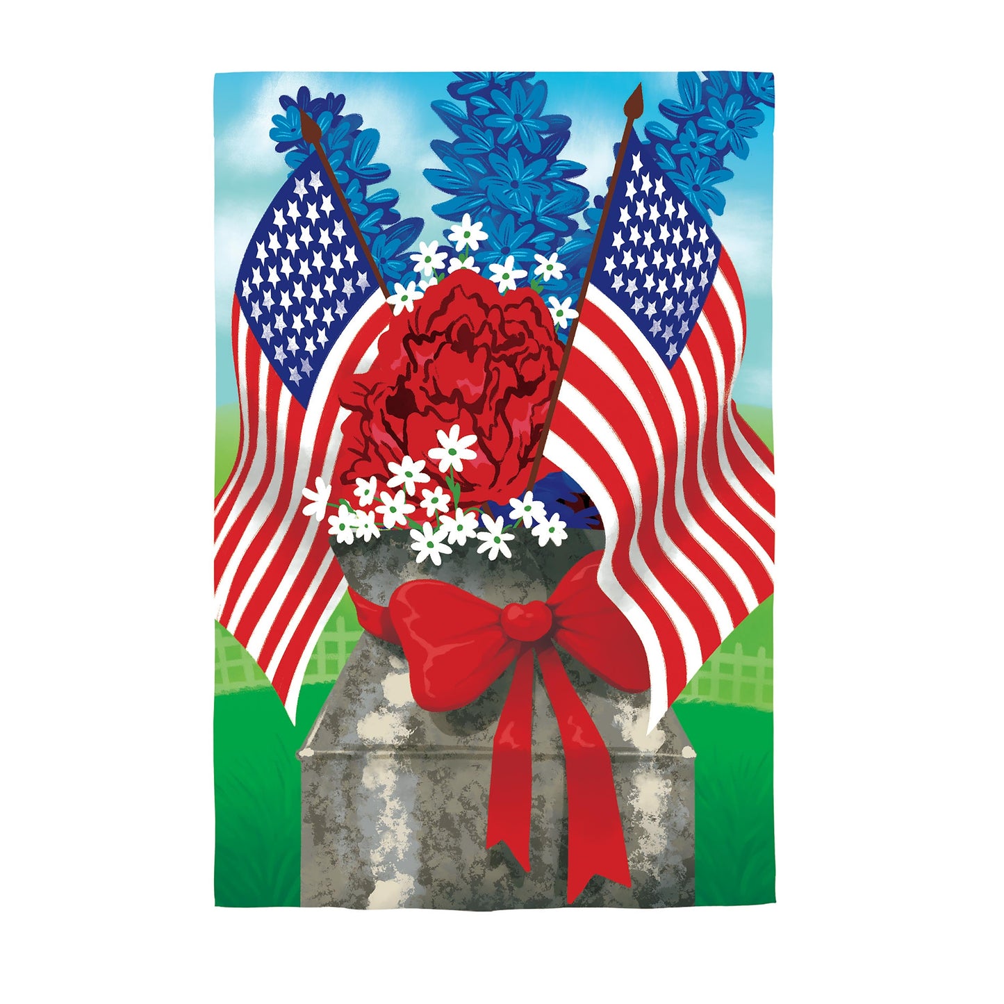 Patriotic Bouquet Applique House Flag