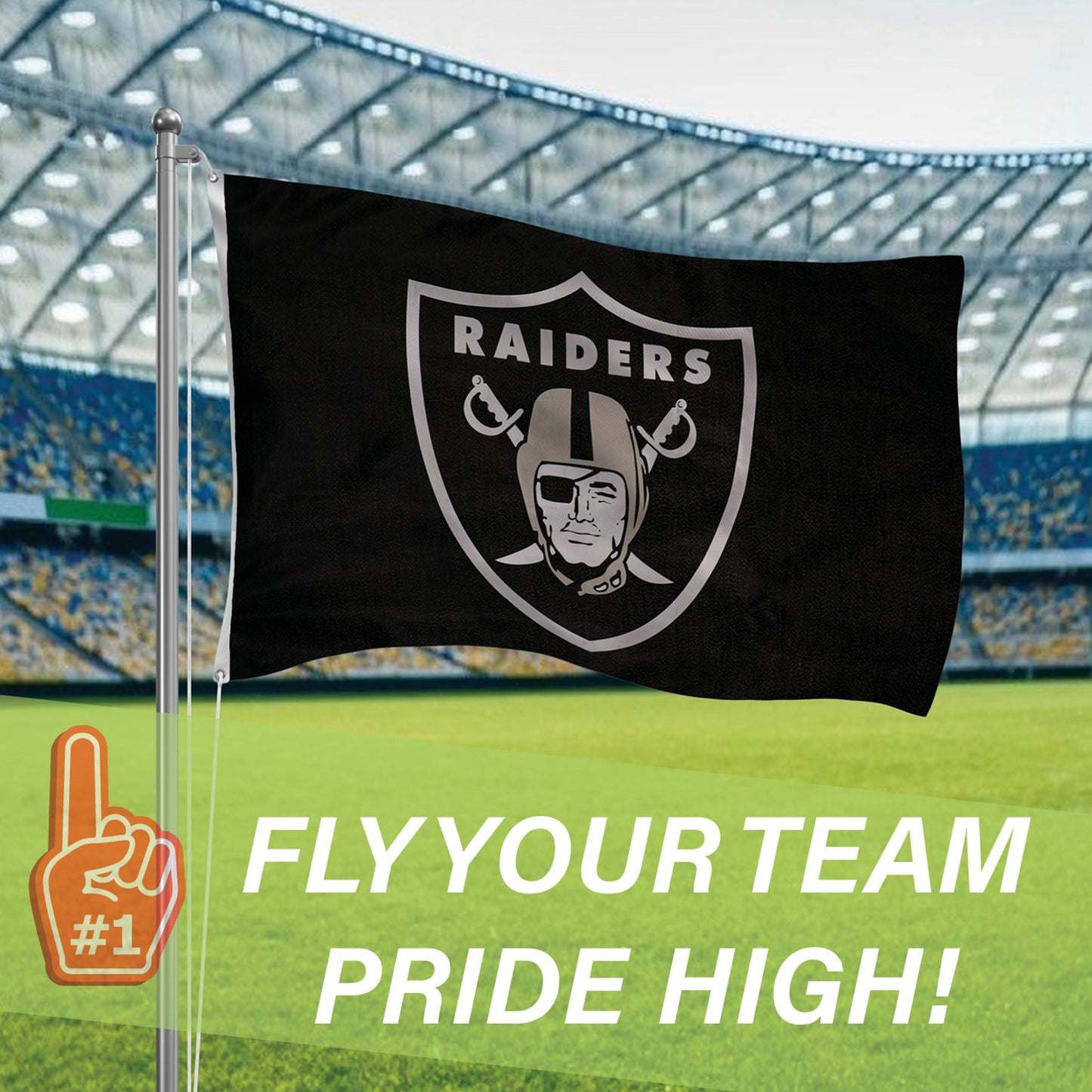 Las Vegas Raiders Single Sided Estate Flag with 2 Grommets, 3'x5'