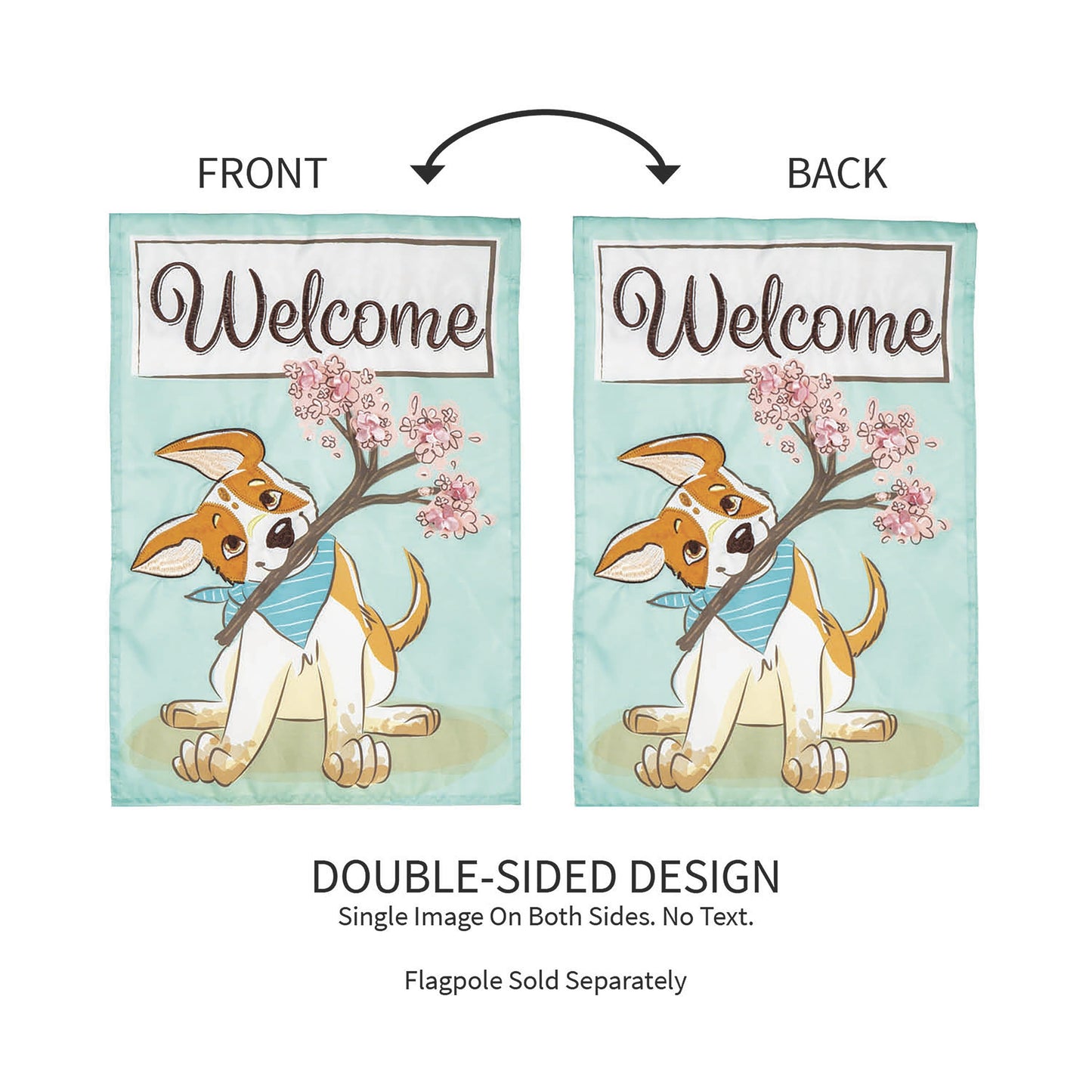Welcome Pup Applique Garden Flag