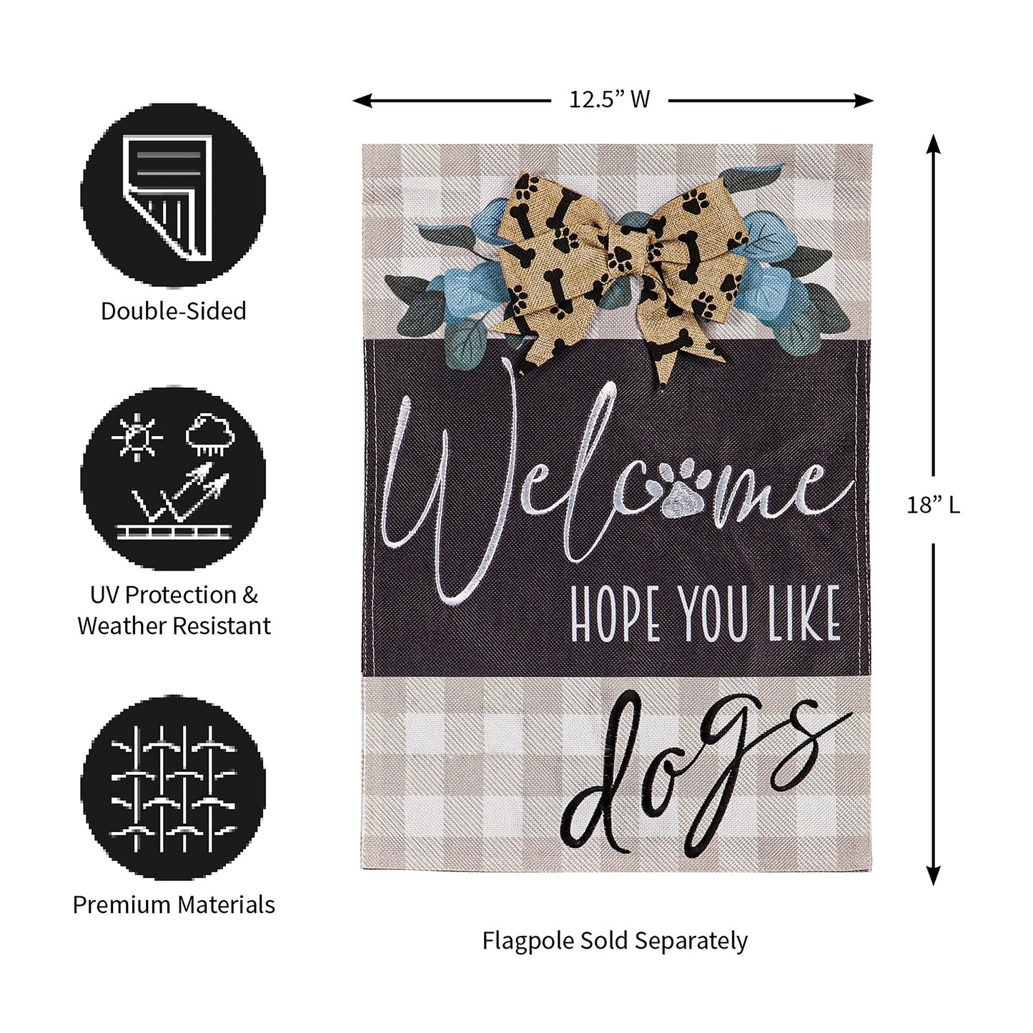 Dogs and Checks Garden Burlap Flag