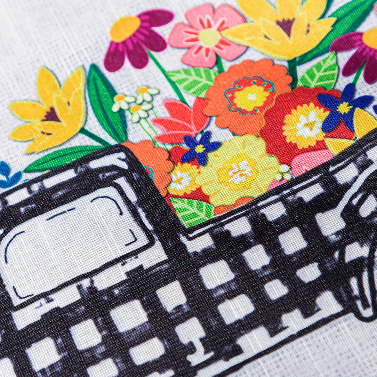 Plaid Truck Floral Garden Strié Flag