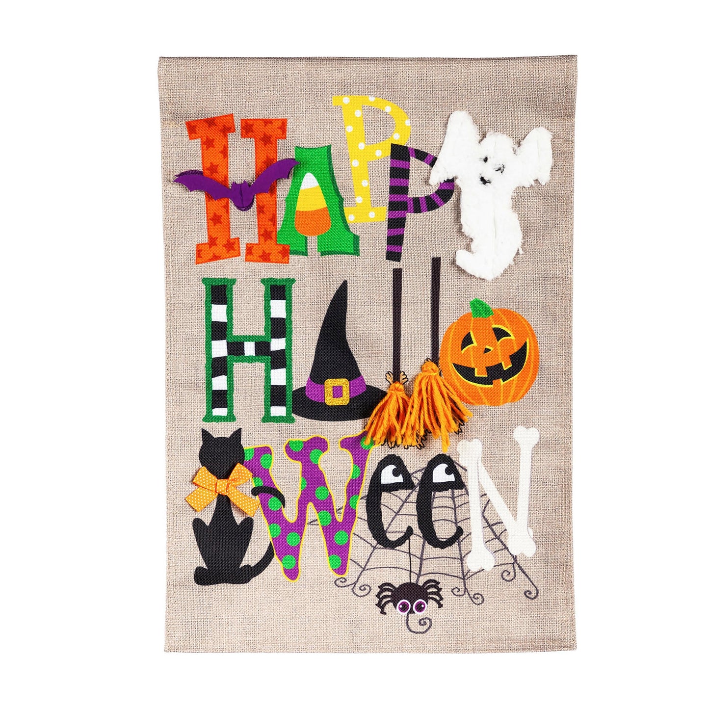 Happy Halloween Garden Burlap Flag