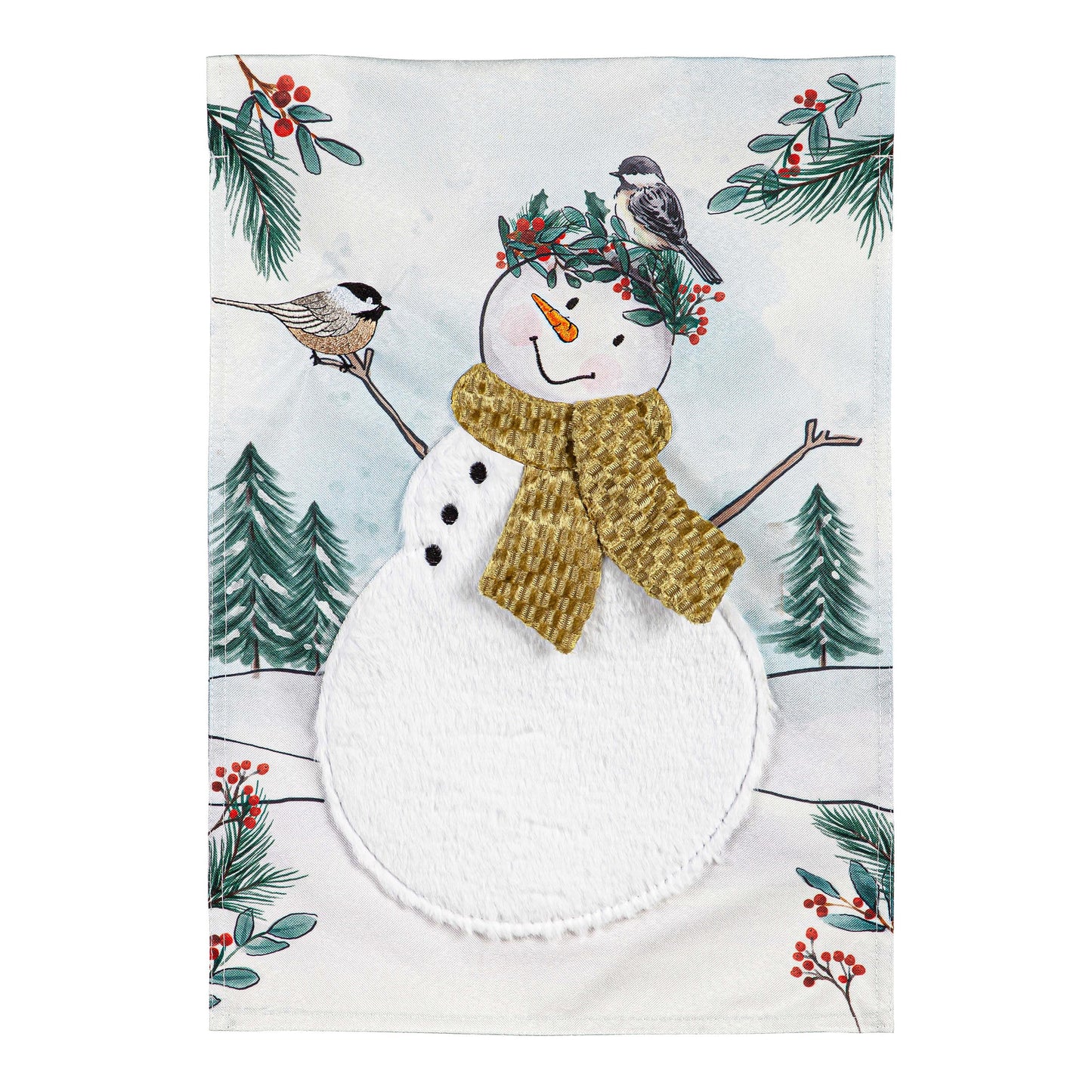 Snowman Linen Garden Flag