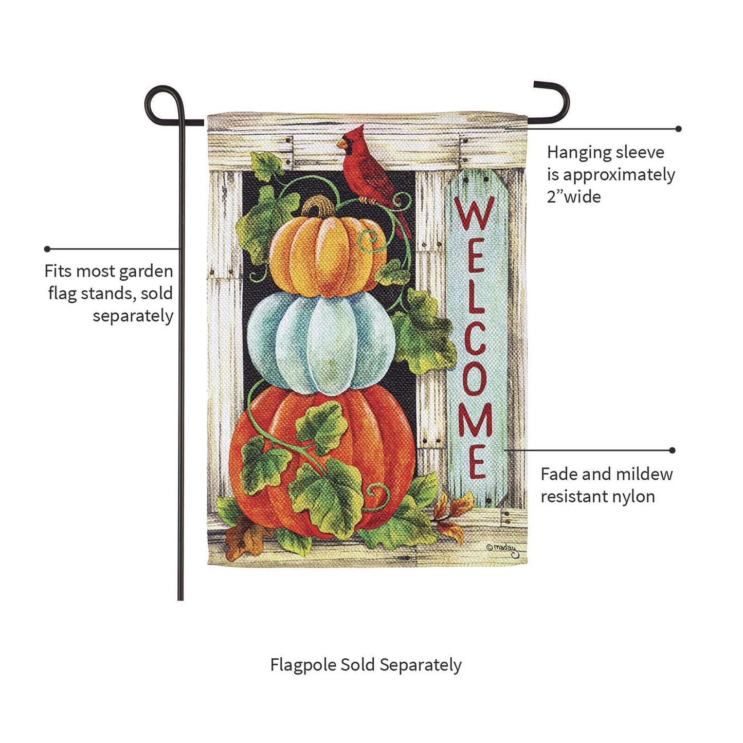 Pumpkin Stack Garden Textured Suede Flag