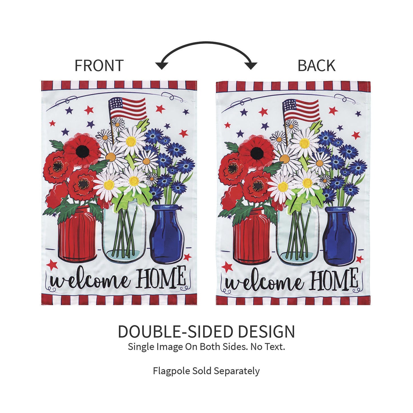 Patriotic Floral Applique Garden Flag