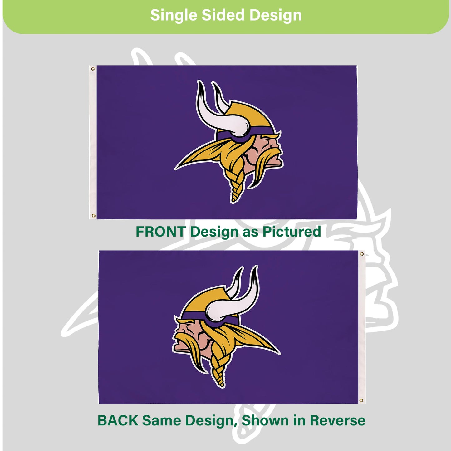 Minnesota Vikings Single Sided Estate Flag with 2 Grommets, 3'x5'